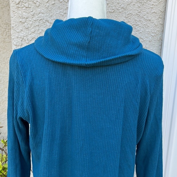 💚LOFT Green Teal Cowl Neck Turtleneck Tunic Sweater Size S - Picture 5 of 8